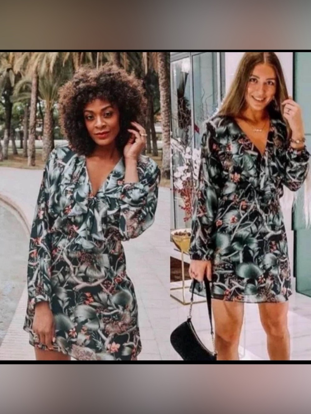 H&Medium Johanna Ortiz x H&Medium Floral Mini Dress Green Black Size Medium